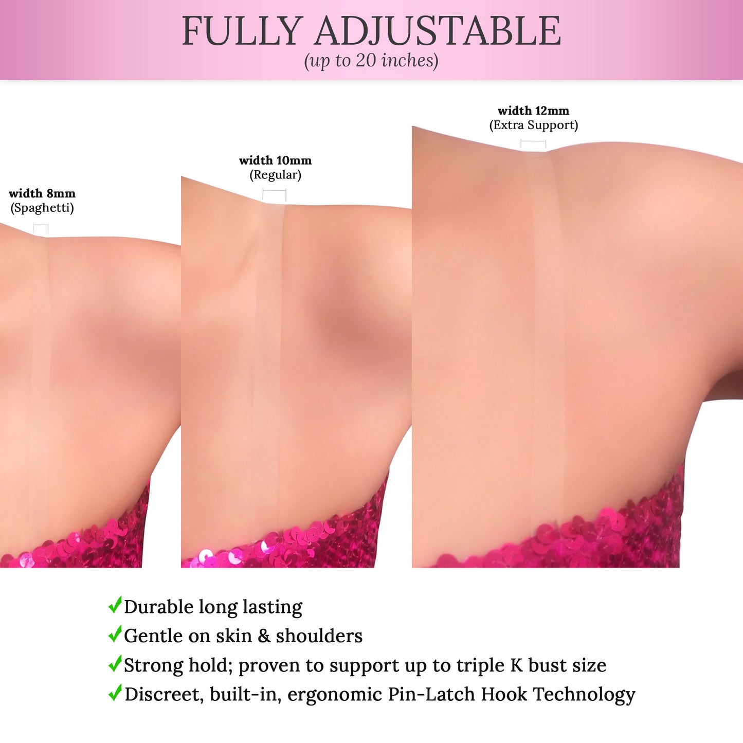 (No Slip) Clear Bra Straps, Adjustable