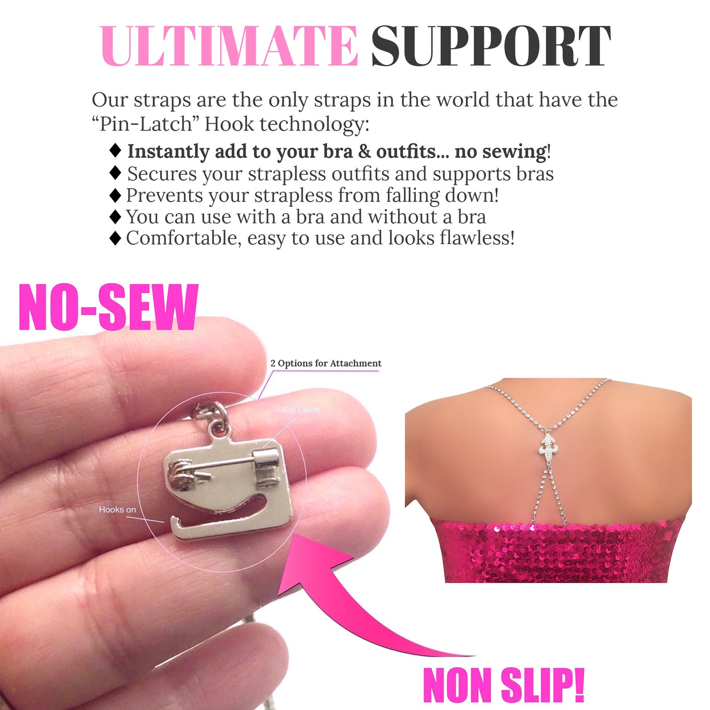 (Draping Back) Fleur Lily Crystals (Silver) Rhinestone Dress Straps