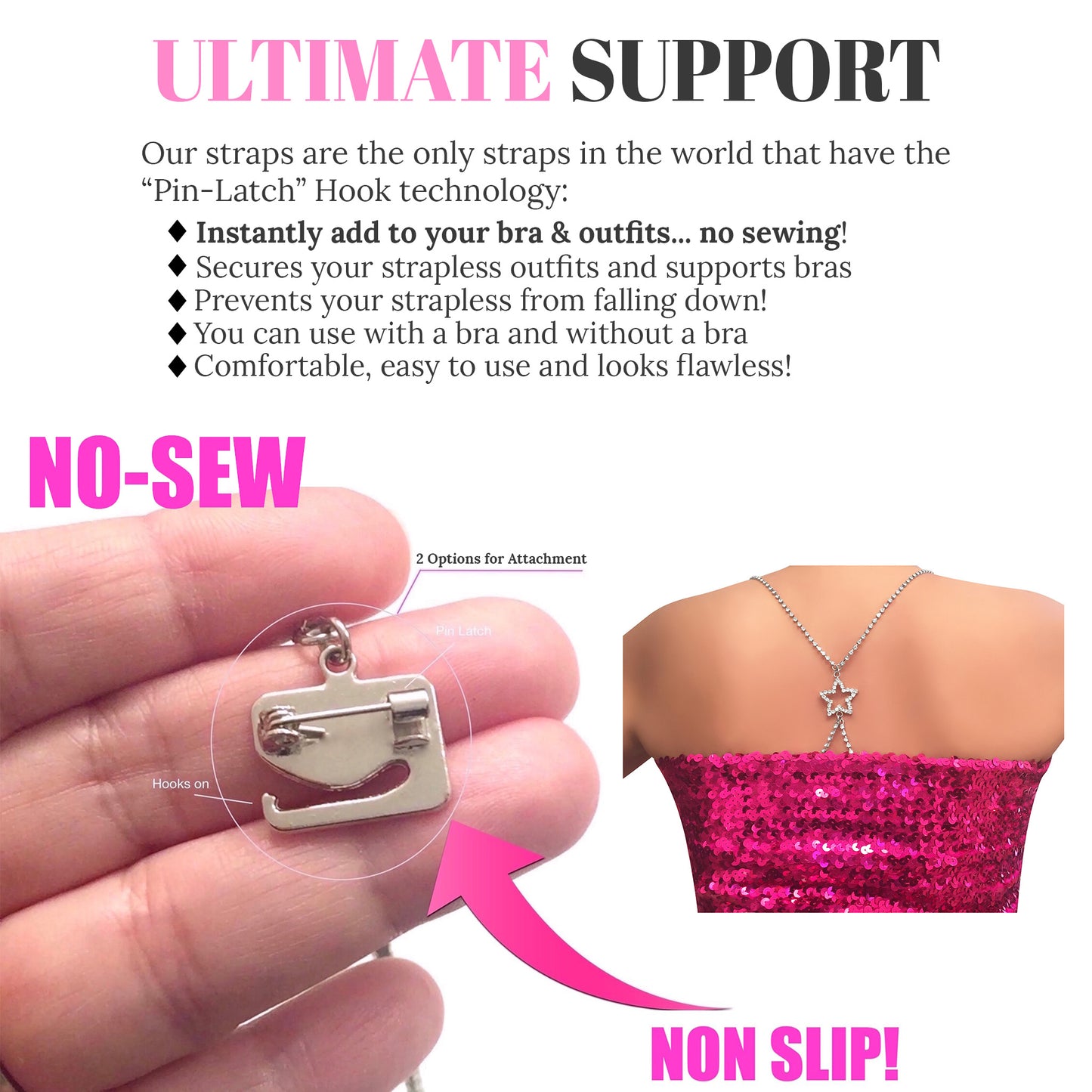 (Draping Back) Back Star Crystals (Silver) Rhinestone Dress Straps