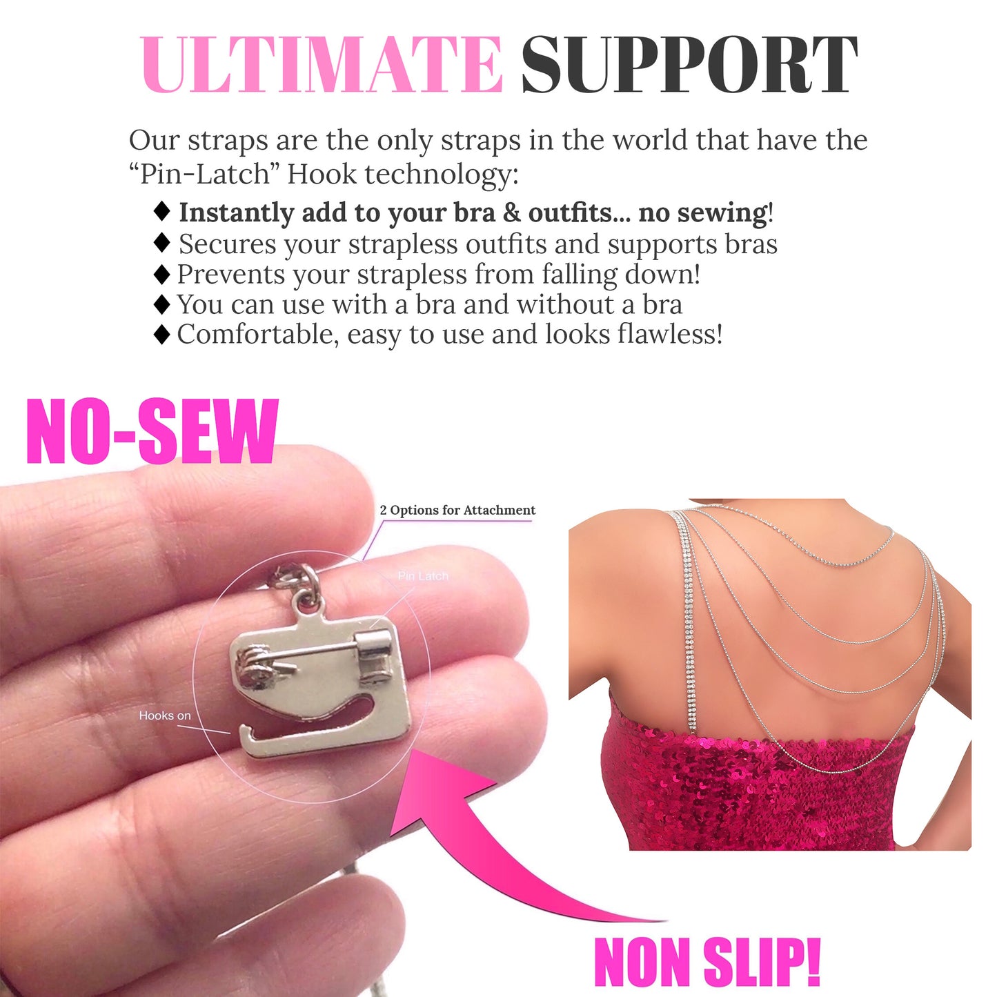 (Draping Back) Tier Crystals (Silver) Rhinestone Dress Straps