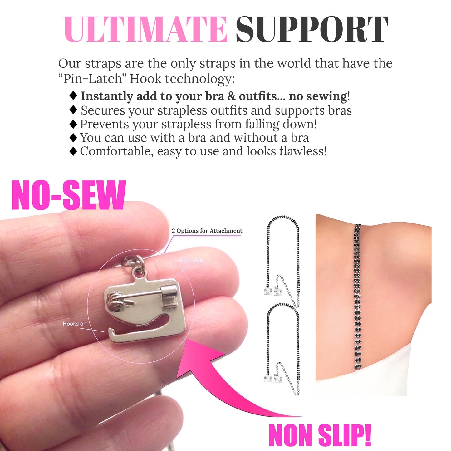 Double Row (Black) Rhinestone Dress Straps