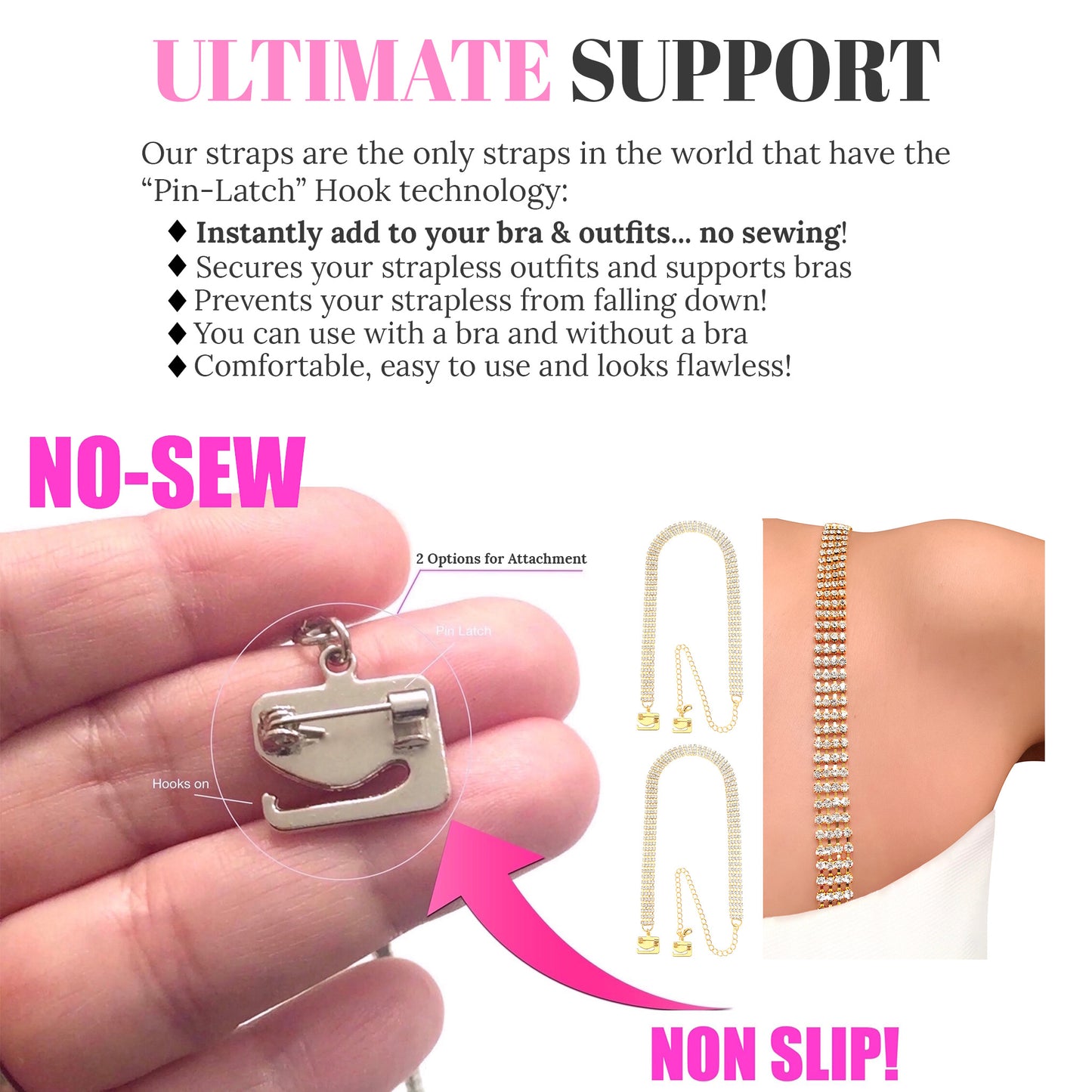 Four Row (Gold) Rhinestone Dress Straps