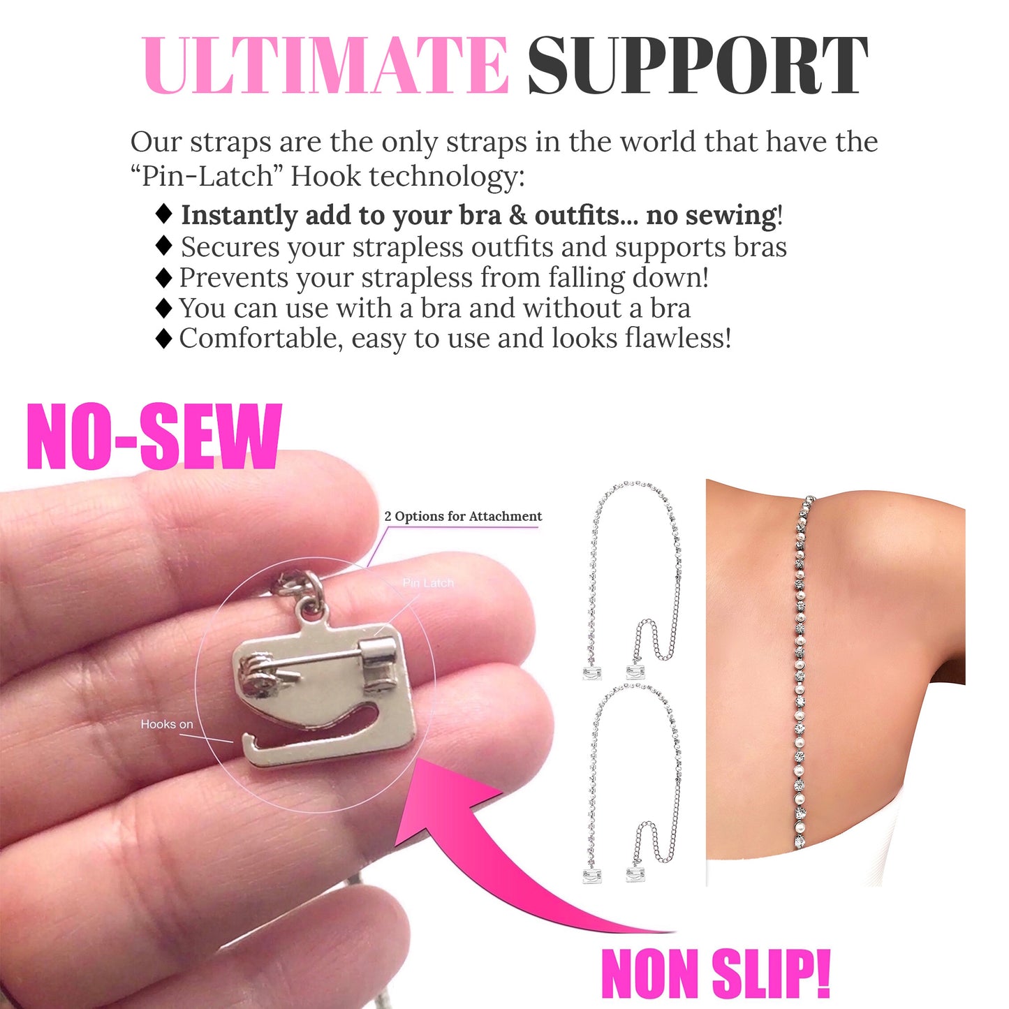 Pearly Crystals (Silver) Rhinestones Dress Straps