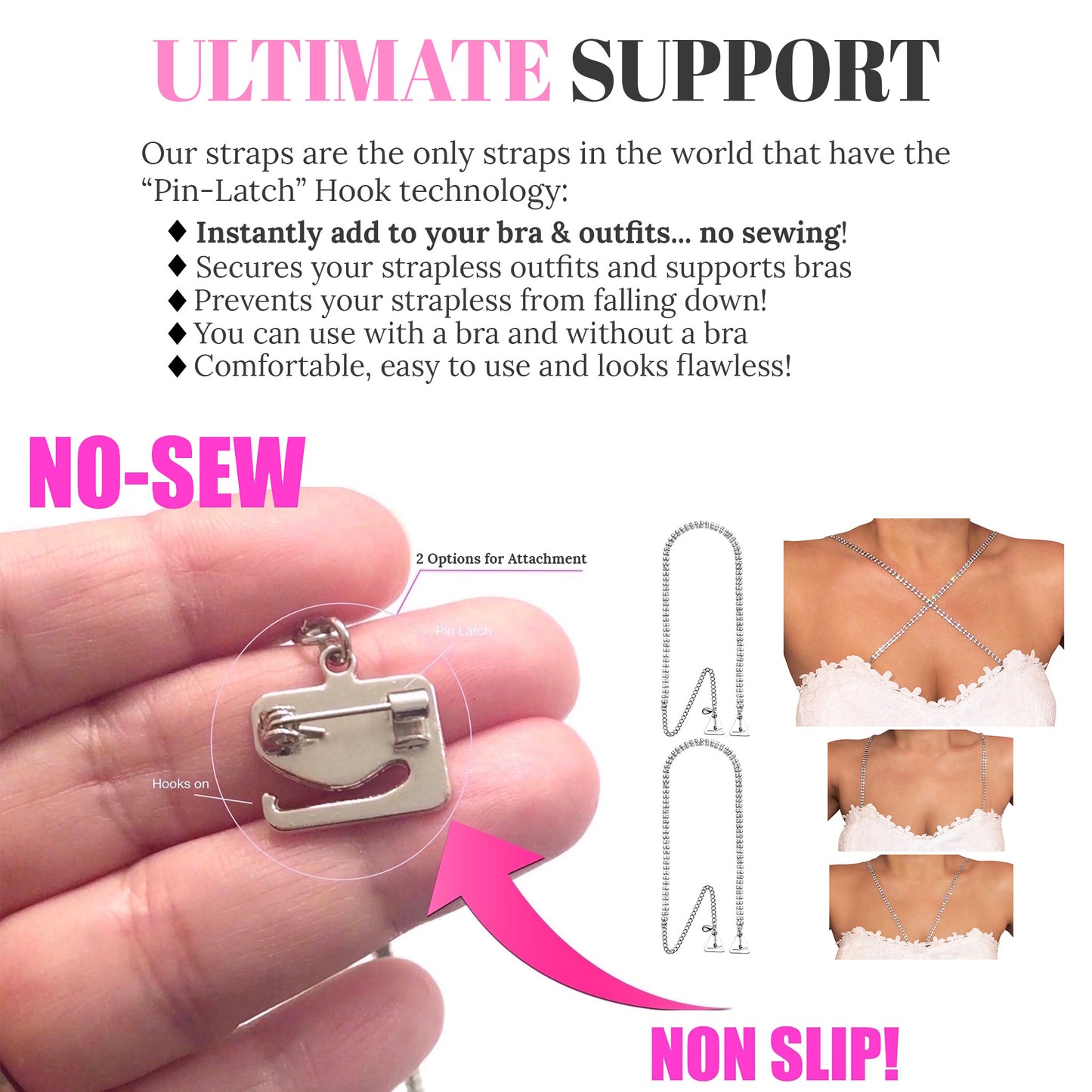 Double Row (Silver) Rhinestone Dress Straps