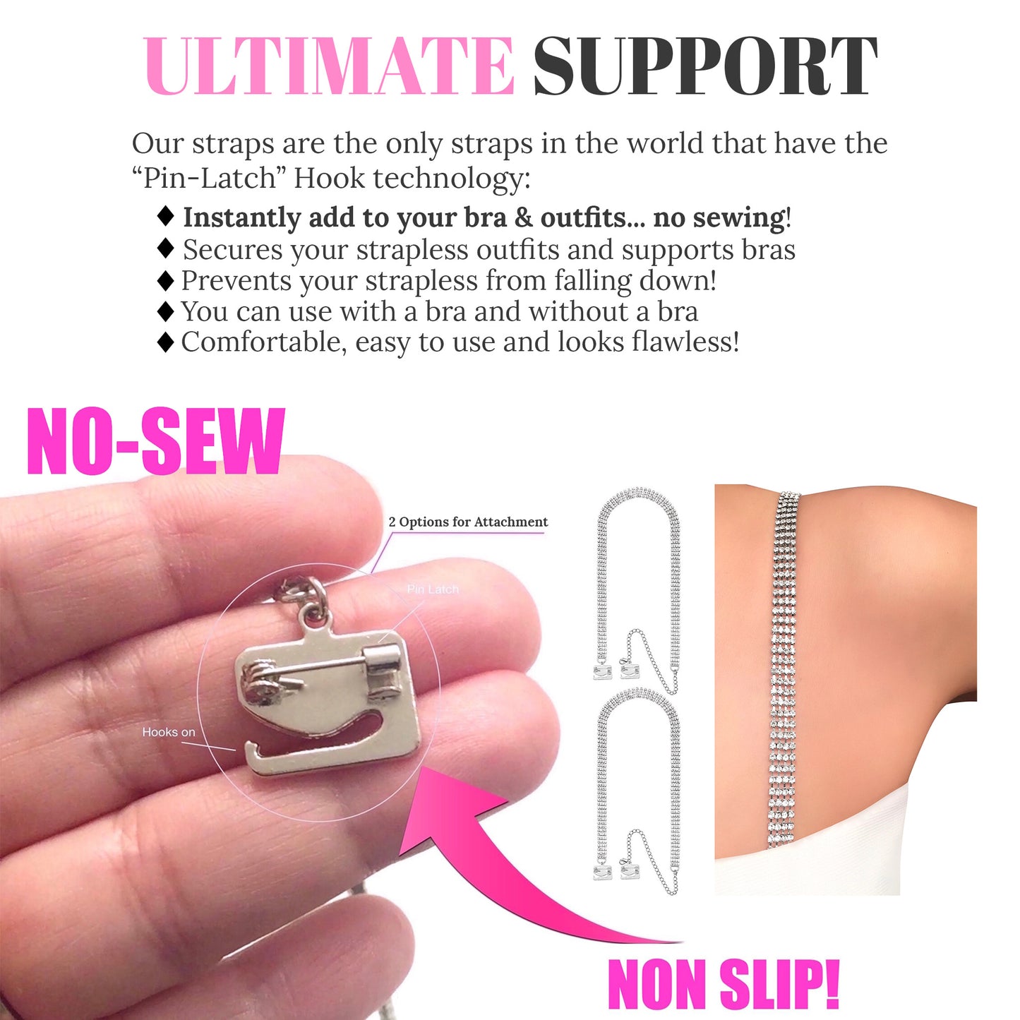 Four Row (Silver) Rhinestone Dress Straps