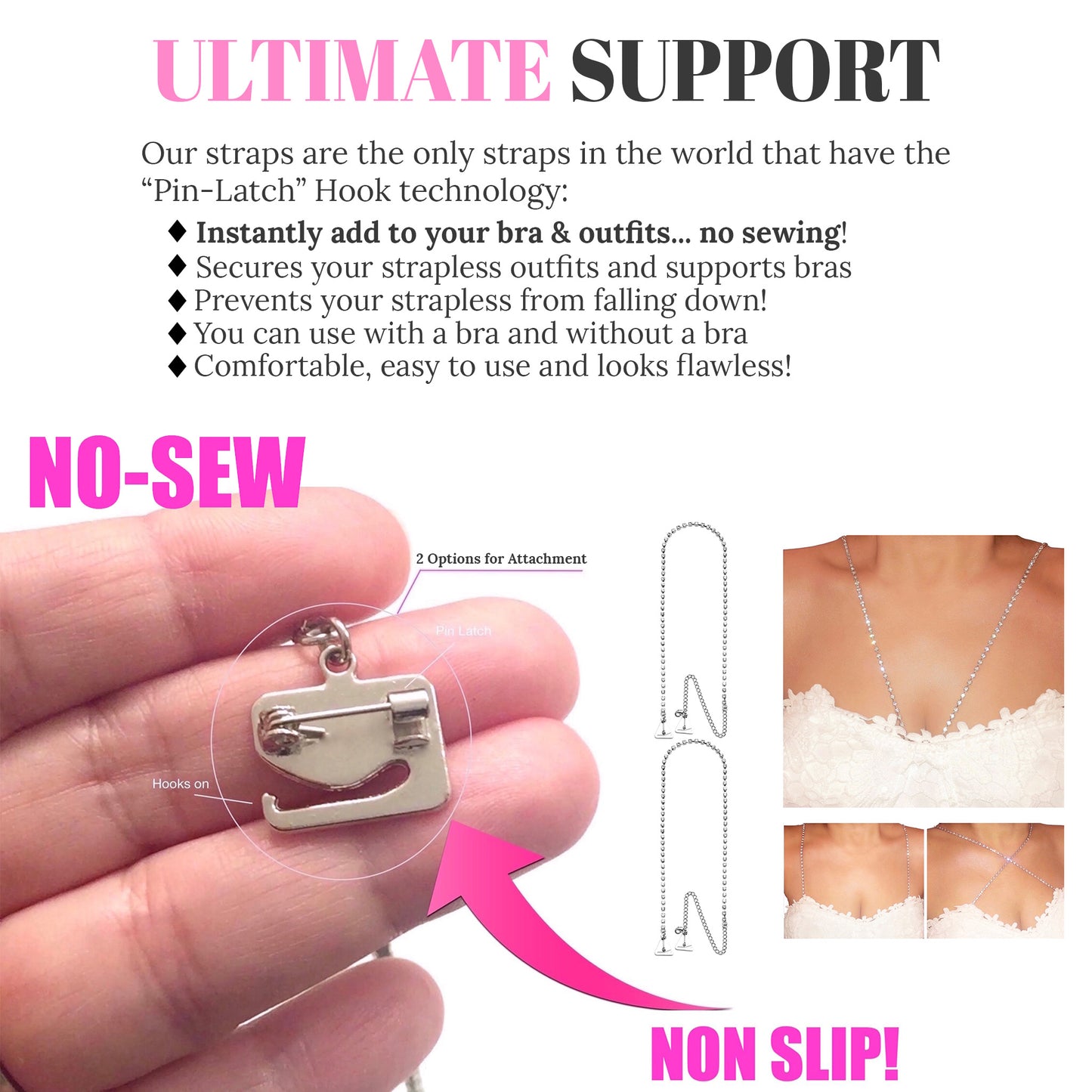 Single Row (Silver) Rhinestones Dress Straps